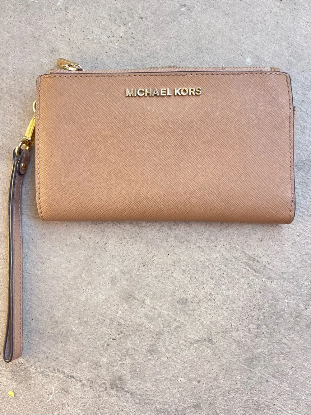 Michael Kors tan wallet wristlet